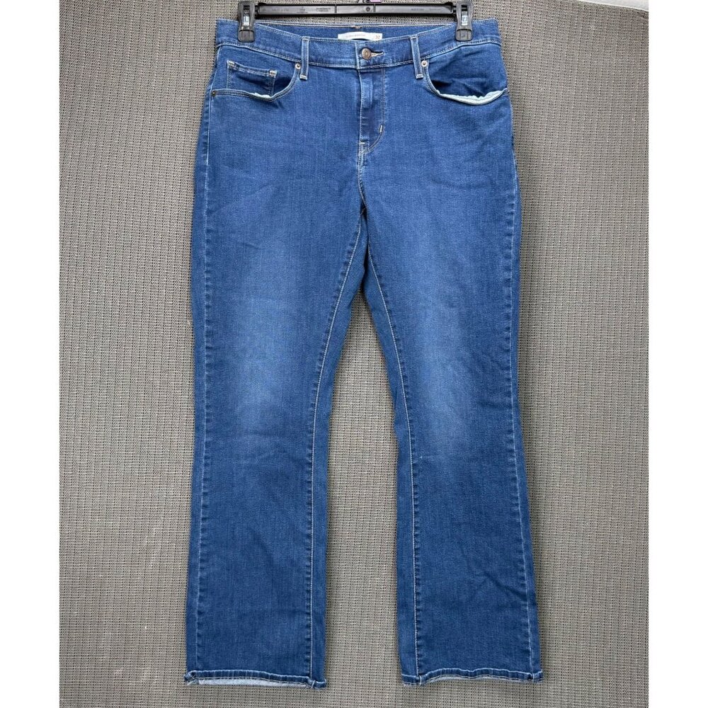 Levis Womens W32 L32 Blue Curvy Bootcut Mid-Rise Denim Jeans Stretch - Picture 1 of 13